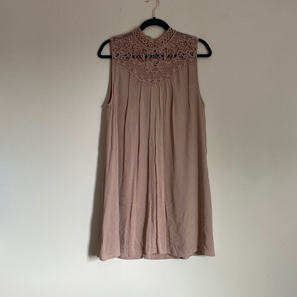 Mauve formal/casual shift dress with fabric belt